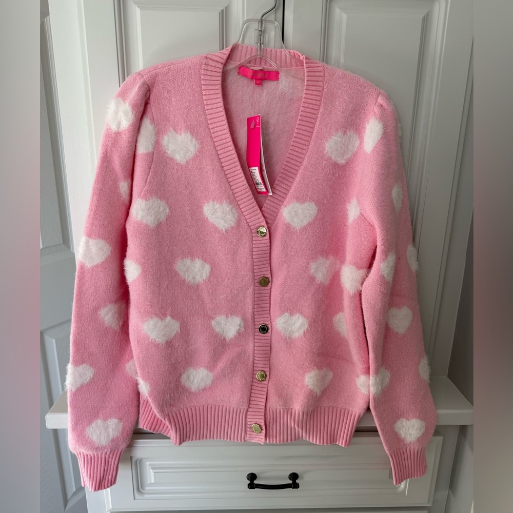 Lilly Pulitzer Keane Cardigan Hearts Jacquard - M